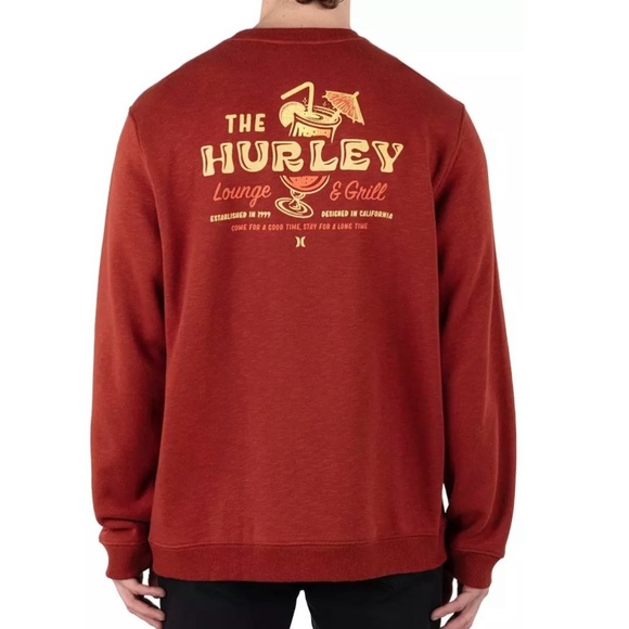 Hurley Men’s Lounge Slub Knit Crew Neck Sweatshirt Brickyard Large NEW With Tags - Picture 1 of 4